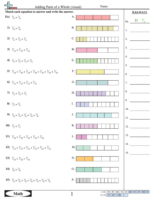 Adding Parts Of A Whole Visual Printable pdf