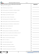 Rewriting Number Sentences Worksheet With Answer Key