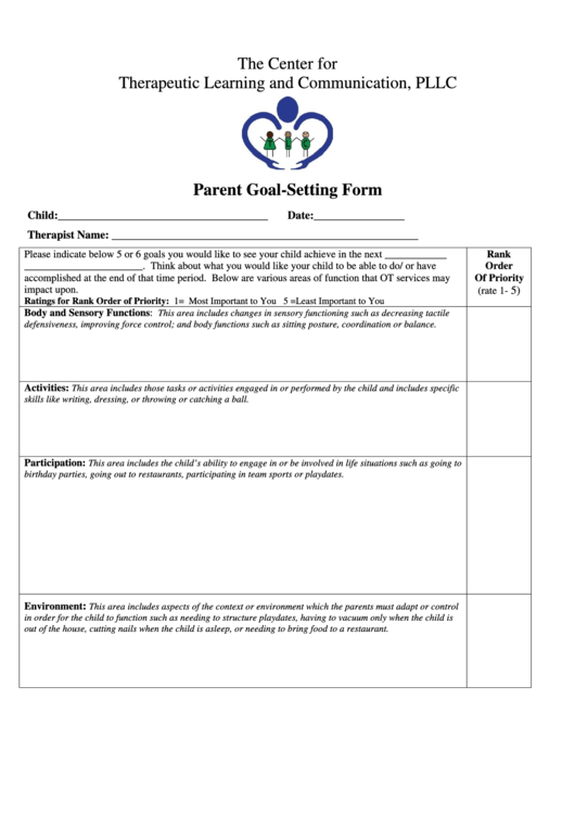Parent Goal-Setting Form Printable pdf
