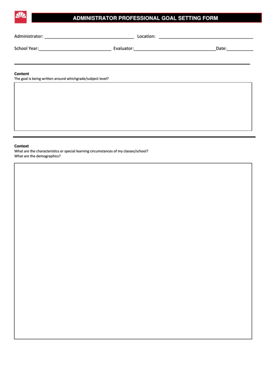 Fillable Administrator Professional Goal Setting Form Printable pdf