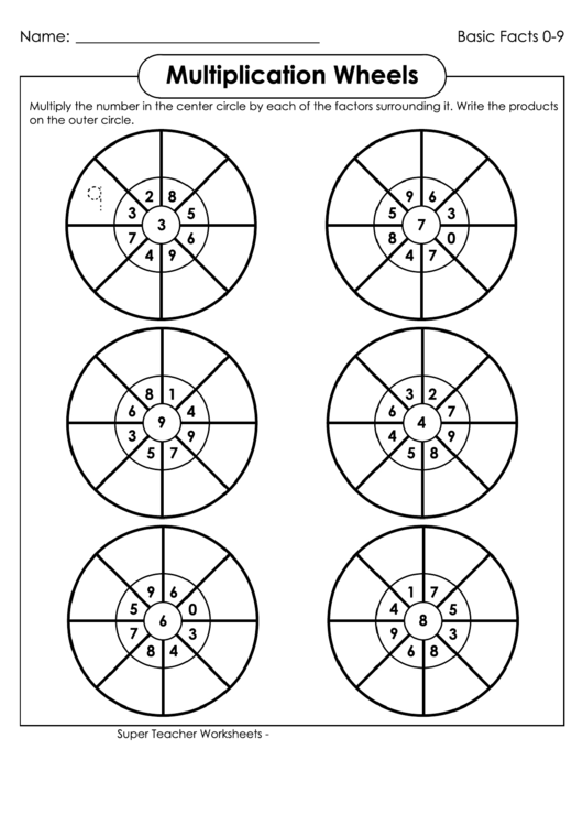 Multiplication Wheel (0-9) Printable pdf