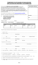 Application Form For Property Tax Exemption - Tennessee State Board Of Equalization