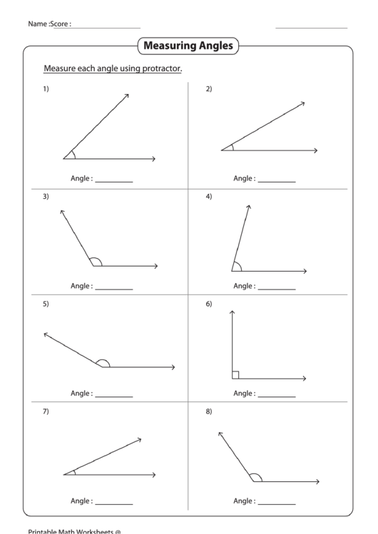 Measuring Angles Worksheet printable pdf download