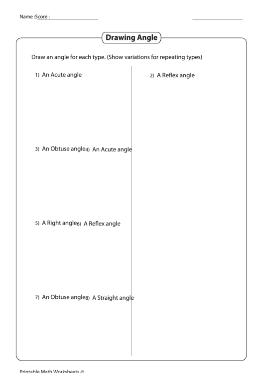 Drawing Angles Worksheet Printable pdf