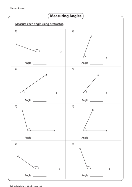 Measuring Angles Worksheet