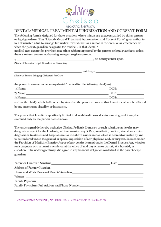 Dentalmedical Treatment Authorization And Consent Form Printable Pdf Download 8583