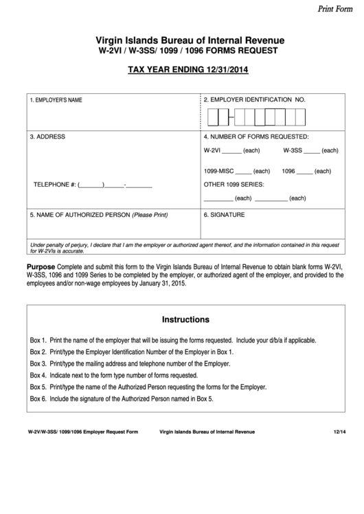W-2v/w-3ss/1099/1096 Employer Request Form
