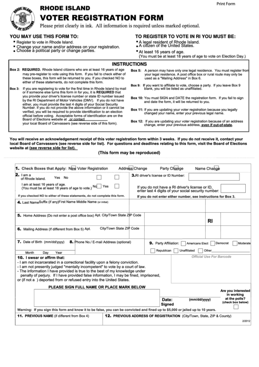 Voter Registration Form Printable Pdf Download