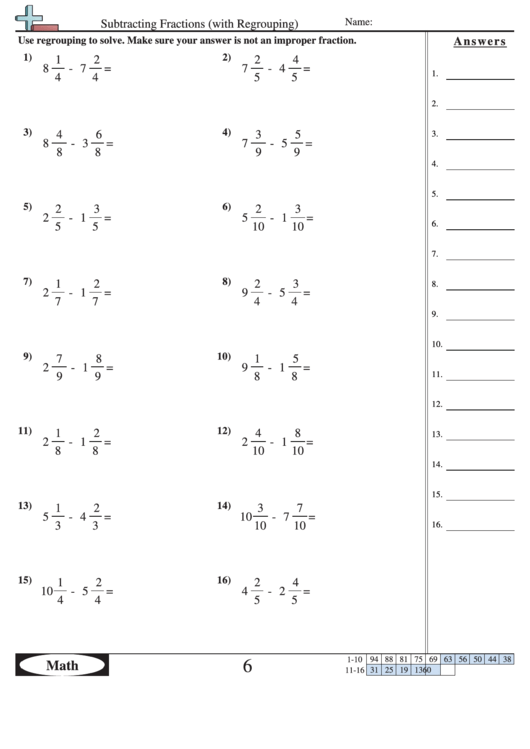 subtraction of fractions problem solving