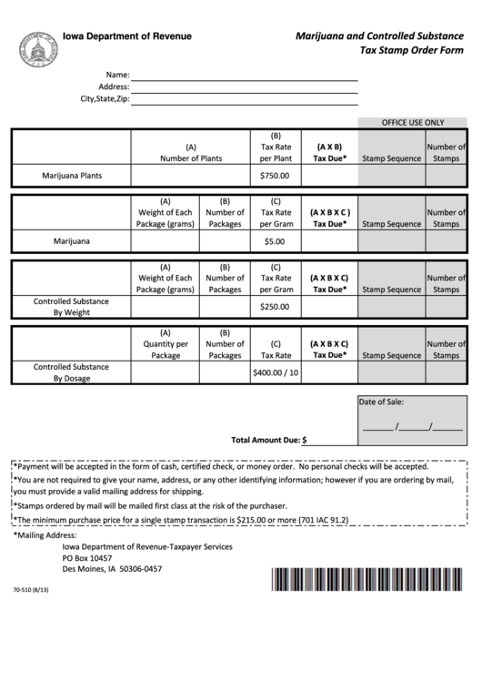 Tax Stamp Order Form