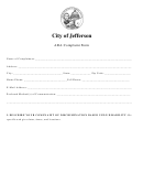City Of Jefferson Ada Complaint Form Printable pdf