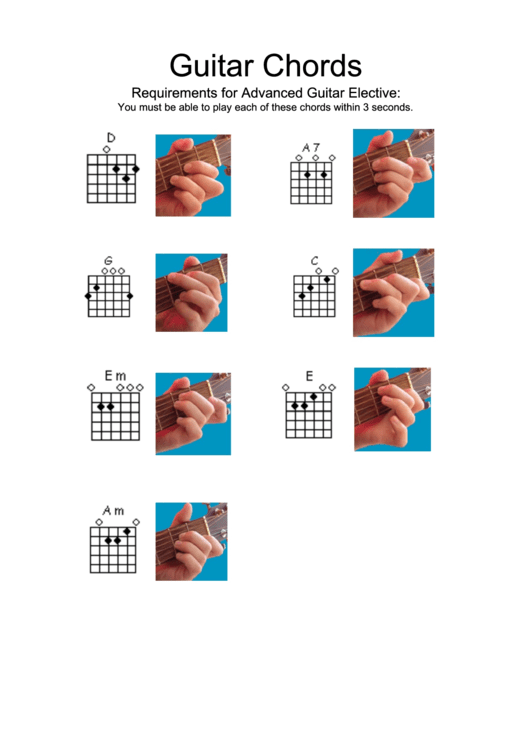 Guitar Chords Printable pdf