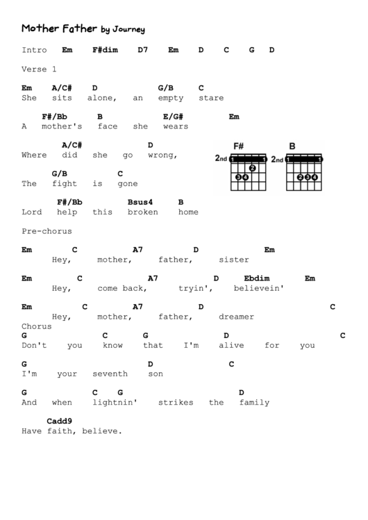 Mother Father By Journey Printable pdf