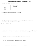 Chemical Formulas And Equations Quiz