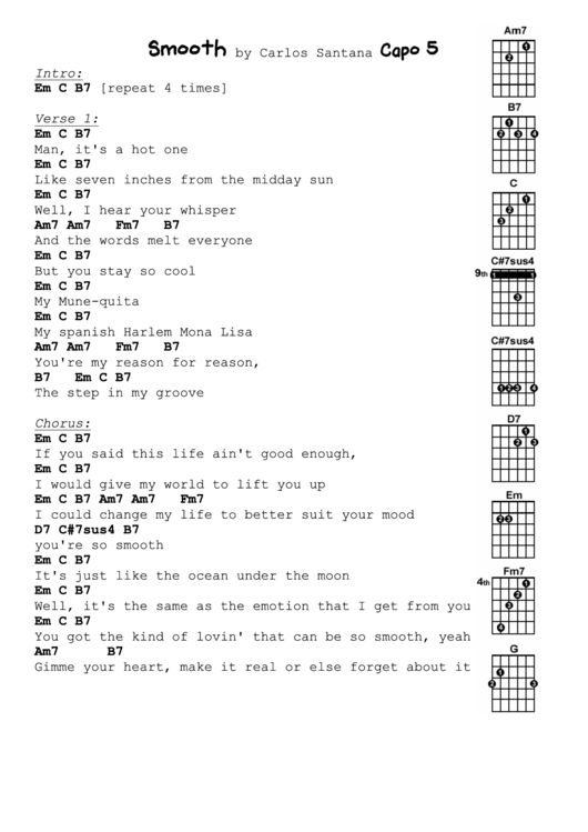 Smooth By Carlos Santana Printable pdf