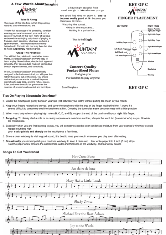 Ocarina Chart printable pdf download