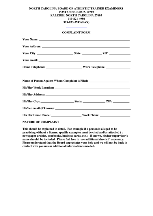 Post Office Complaint Form Printable pdf
