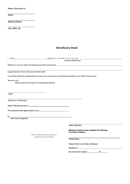 Fillable Beneficiary Deed Form Printable Pdf Download 7653