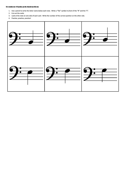 Trombone Flashcards Printable pdf