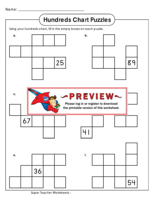 Hundreds Chart Puzzle 2 Printable pdf