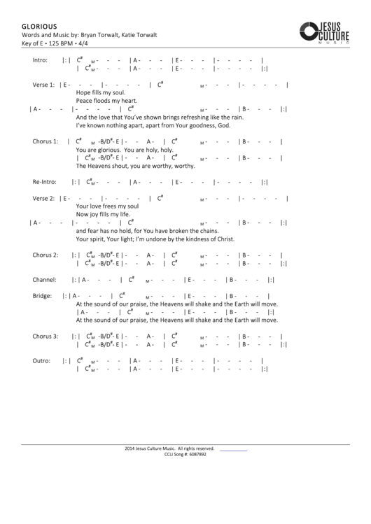 Glorious Worship Chord Charts Printable pdf