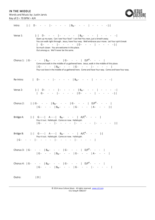In The Middle Worship Chord Charts Printable pdf