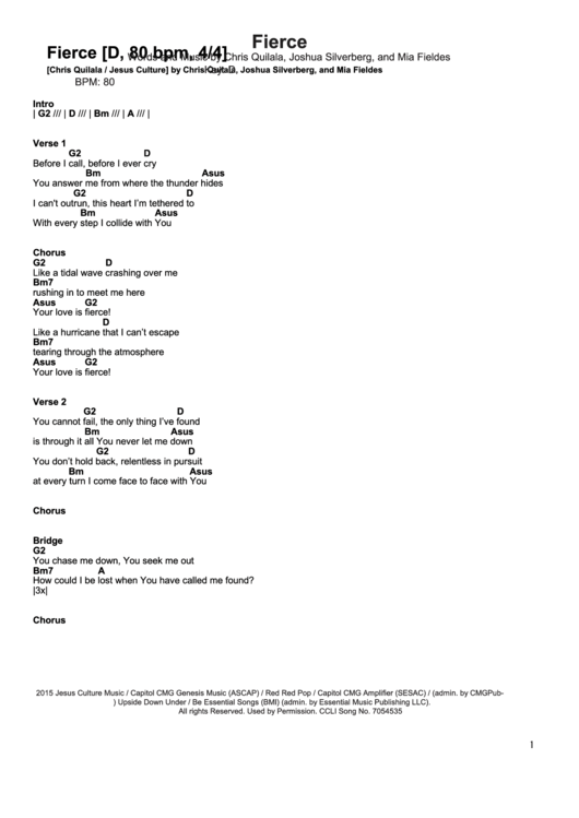 Fierce Worship Chord Charts printable pdf download