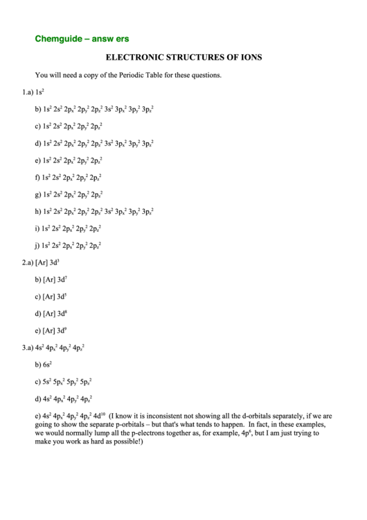 Electronic Structures Of Ions Printable pdf