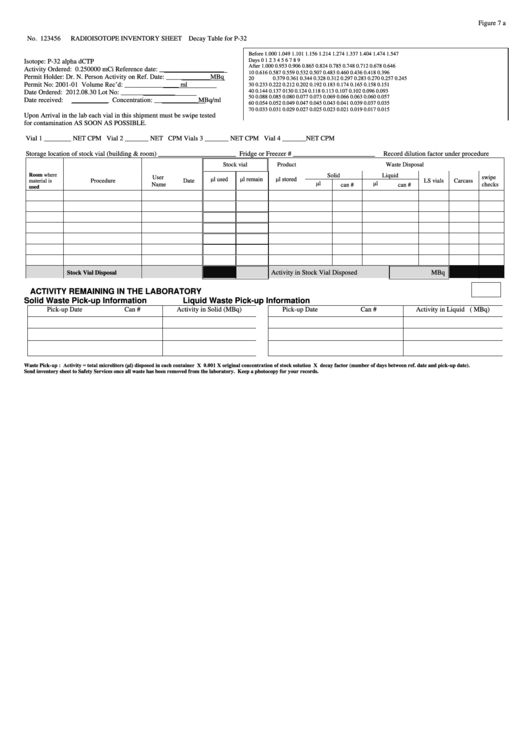 Radioisotope Inventory Sheet Template Printable pdf