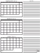 February, March & April 2014 Calendar Template