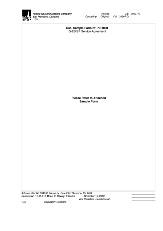Gas Sample Form No. 79-1090 G-Esisp Service Agreement Printable pdf
