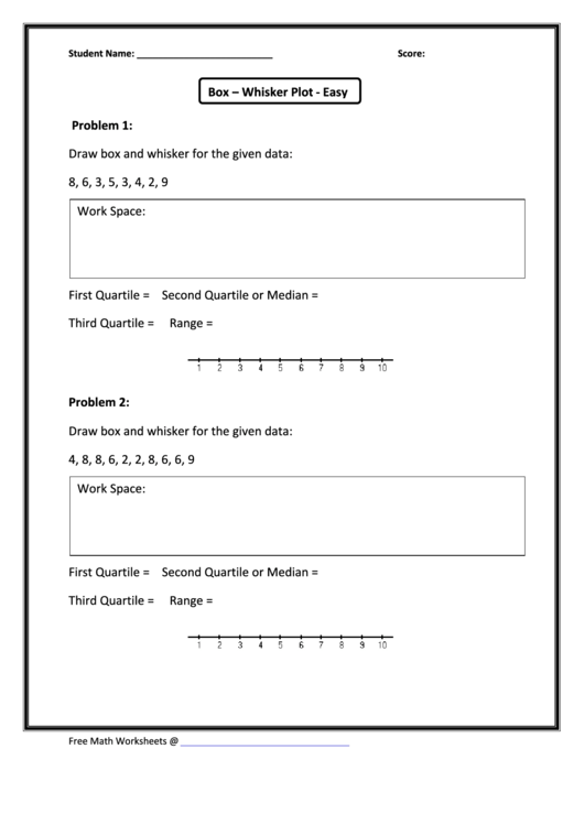Box - Whisker Plot Worksheet Printable pdf
