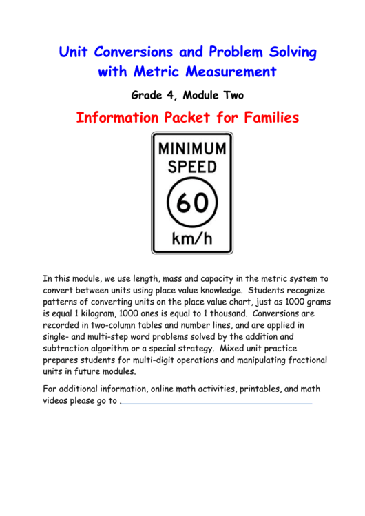 Information Packet For Families Printable pdf