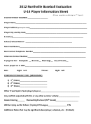 2012 Northville Baseball Evaluation U-14 Player Information Sheet