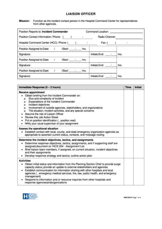 Liaison Officer - Hics Printable pdf