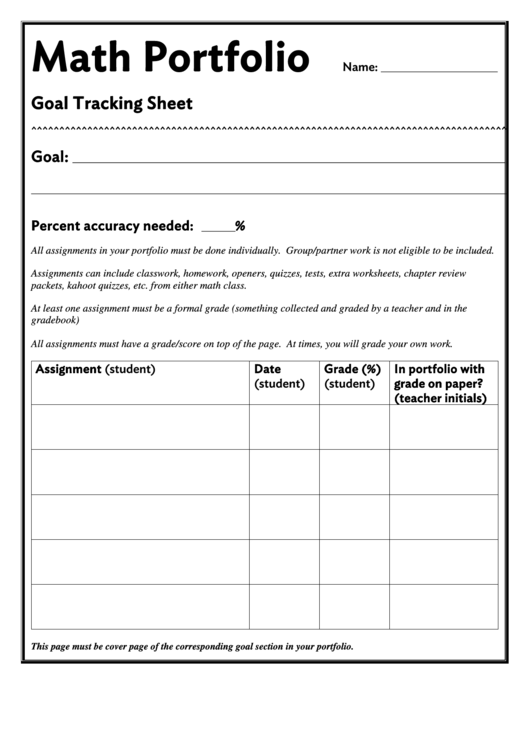 Goal Tracking Sheet Printable pdf