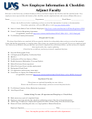 New Employee Information - Checklist Adjunct Faculty