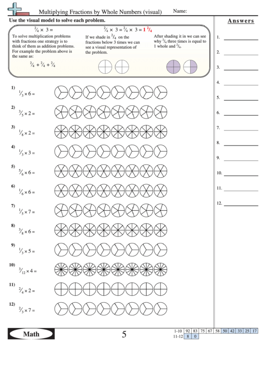 Multiplying Fractions With Whole Numbers Worksheets Pdf