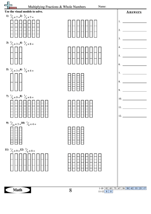multiplying fractions whole numbers worksheet with answer key