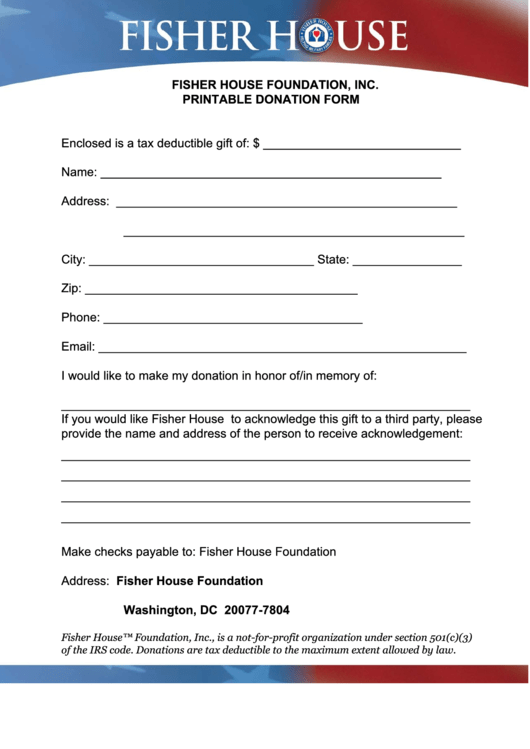 Fillable Donation Form Printable pdf