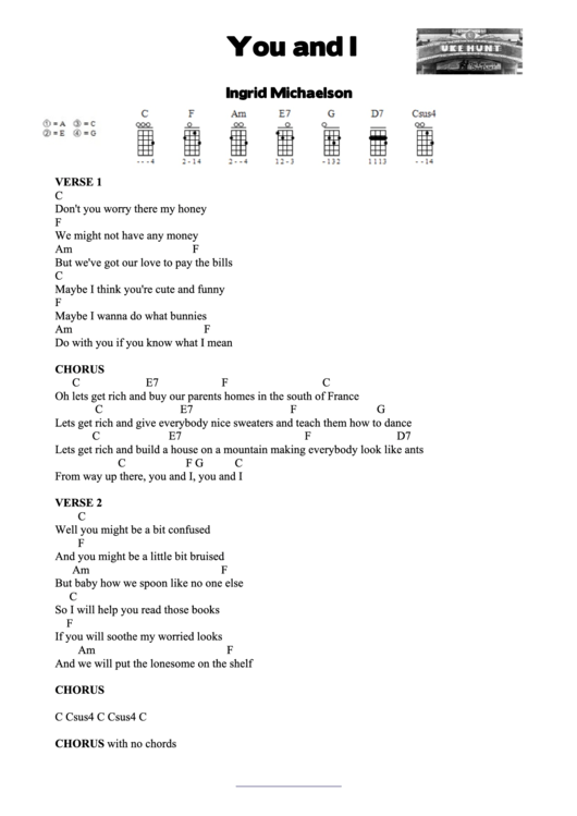 You And I (Chords) - Ingrid Michaelson Printable pdf