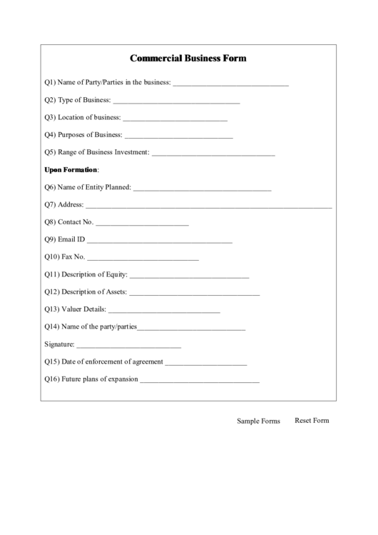 Fillable Commercial Business Information Sheet Printable pdf