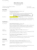 First Year Resume