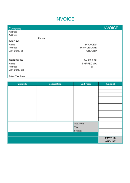 Basic Invoice Template Printable pdf