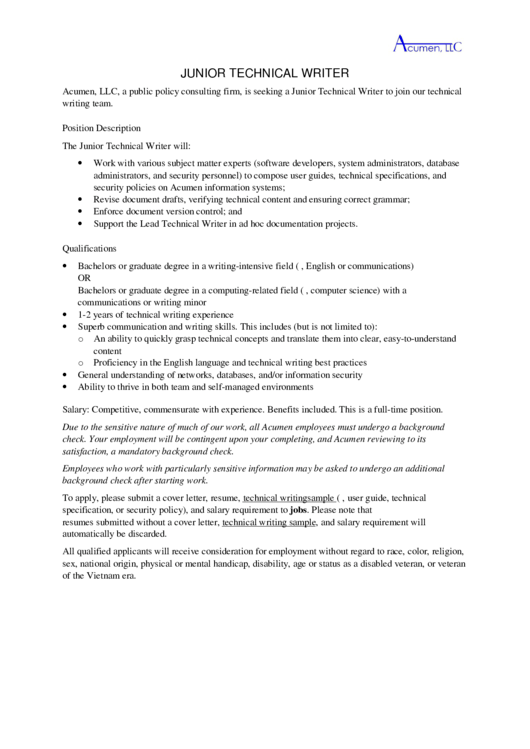 document writer job description