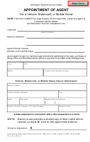Form Tr-128 - Appointment Of Agent For A Vehicle, Watercraft, Or Mobile Home