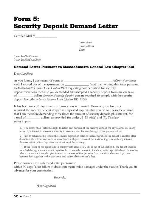 Security Deposit Demand Letter