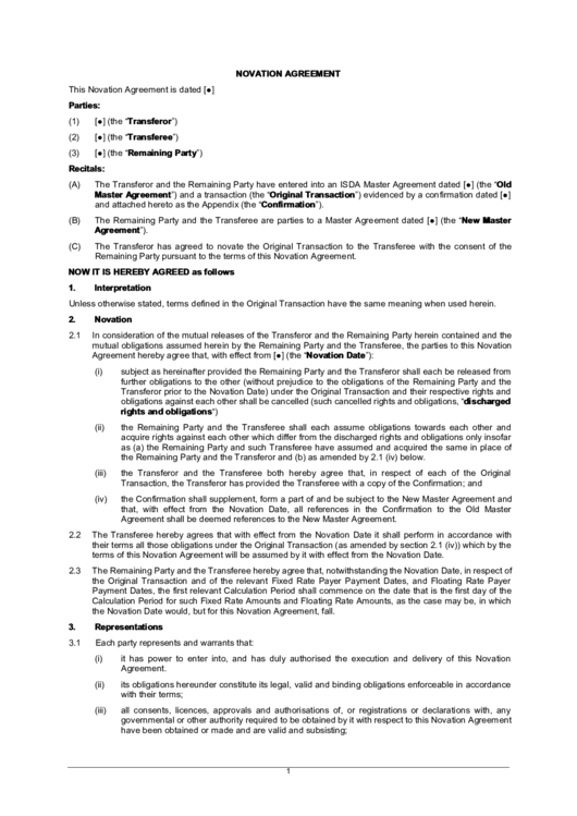 Novation Agreement Printable pdf