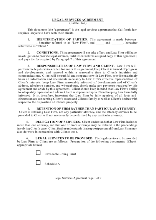 Legal Services Agreement Form Printable pdf