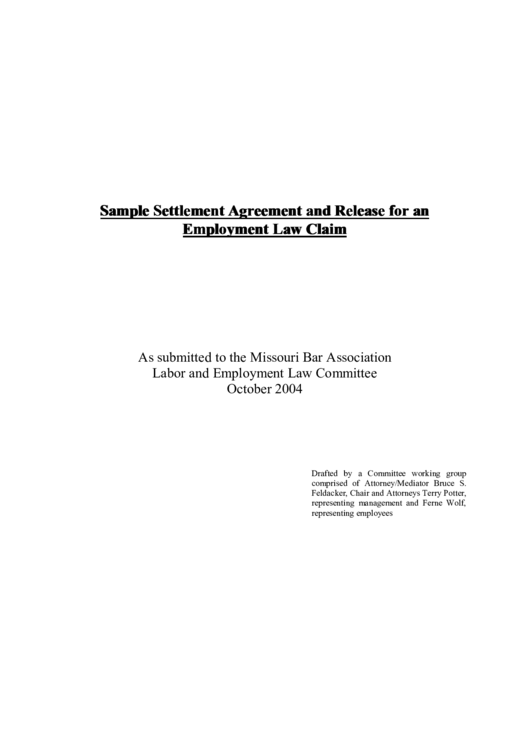 Sample Settlement Agreement And Release Printable pdf